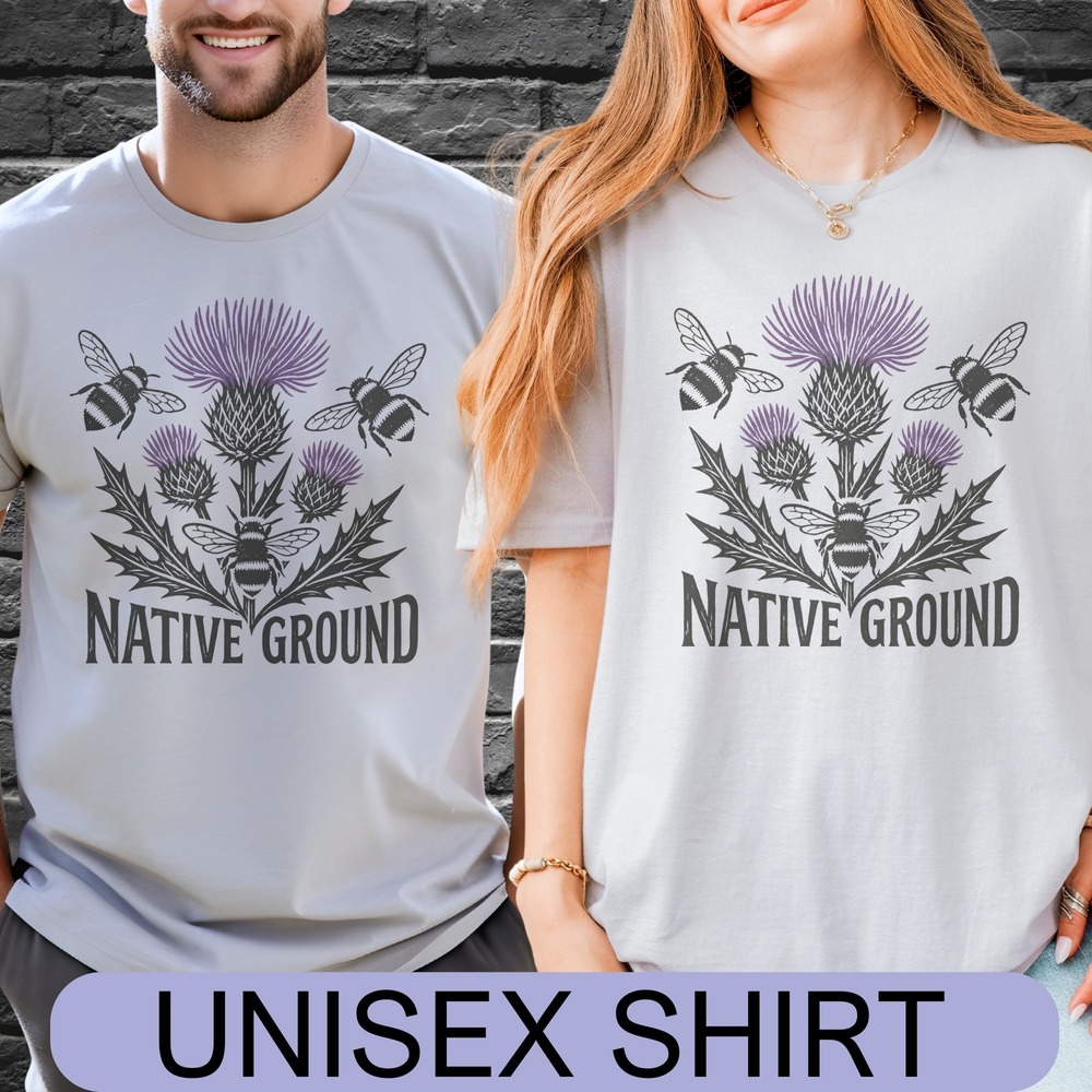 Native Ground Thistle with Three Bumblebees Tee - Picture 4 of 5